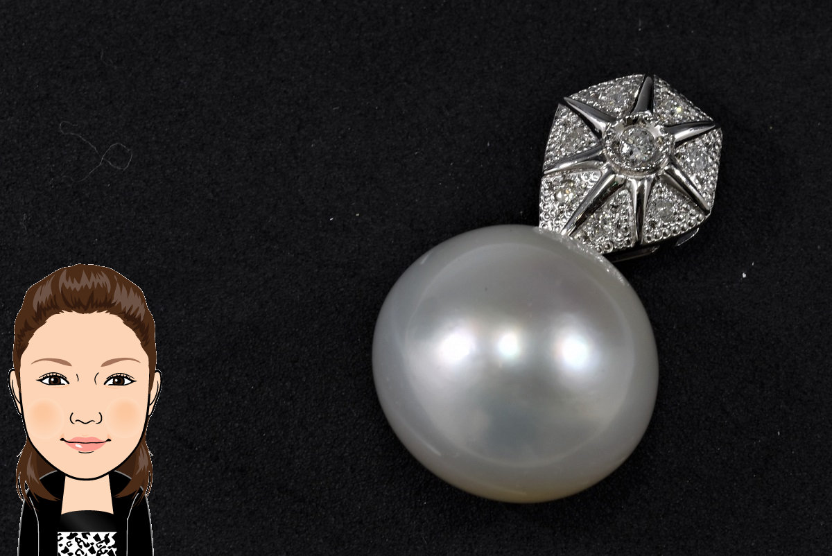 Pt900 プラチナ パール ダイヤモンド ペンダントトップ 画像1