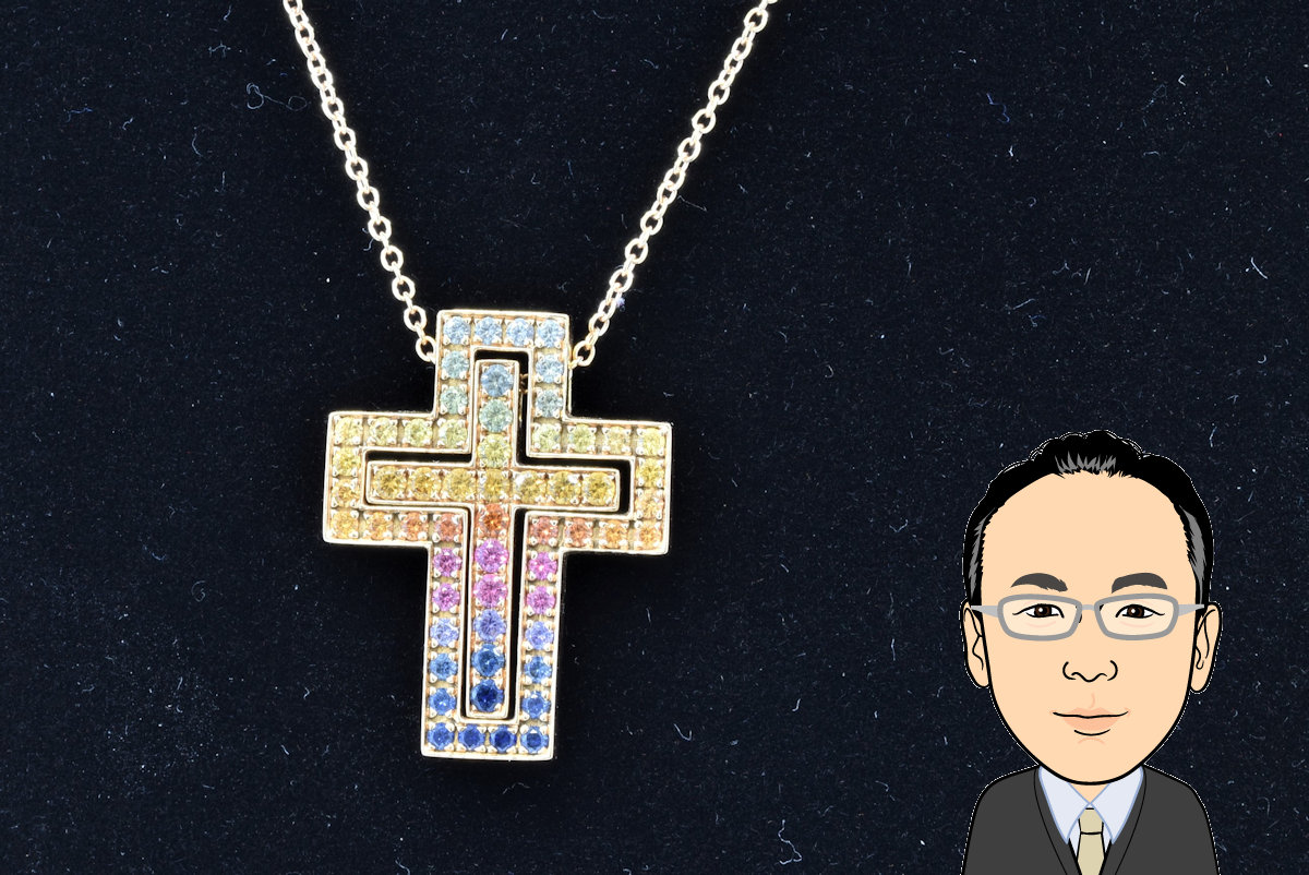 DAMIANI【ダミアーニ】K18PG ベルエポック ネックレス マルチストーン クロス 画像1