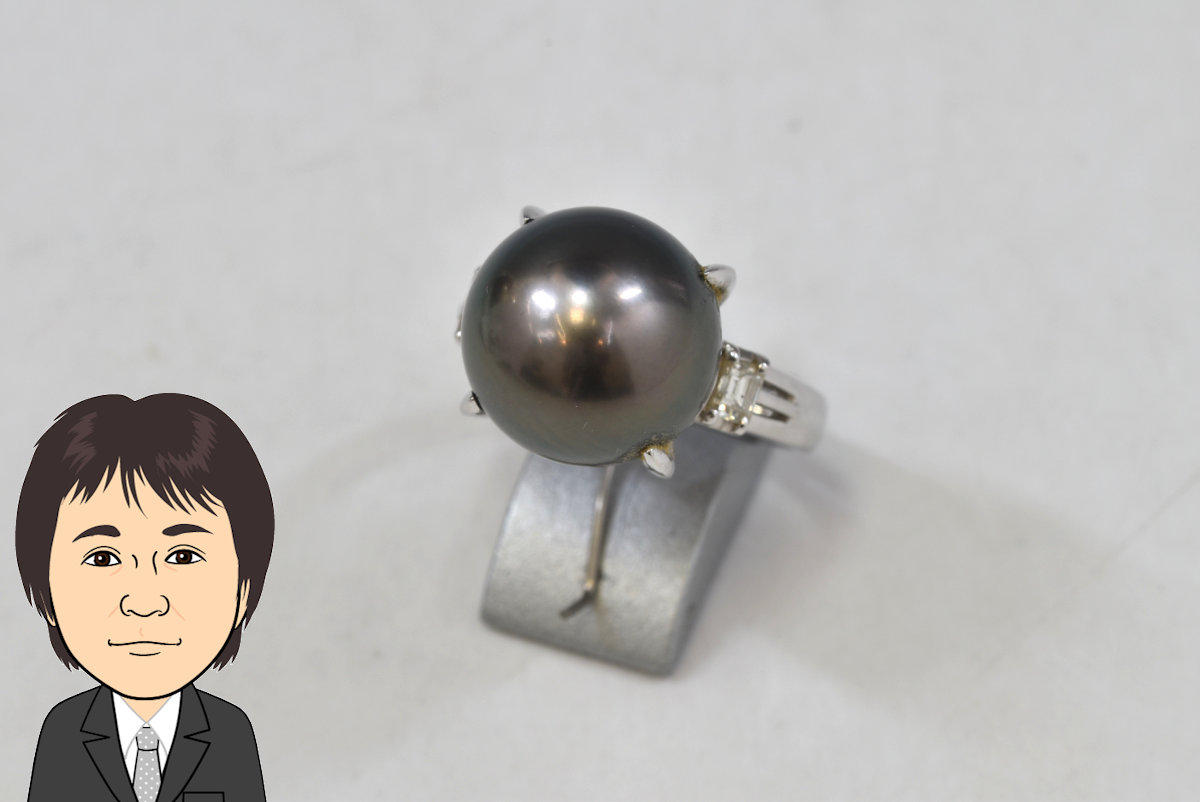 Pt900 プラチナ パール ダイヤモンド 指輪 画像1