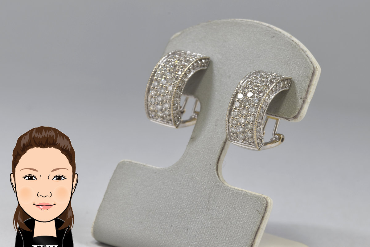 K18WG 18金ホワイトゴールド ダイヤモンド ピアス/イヤリング 画像1
