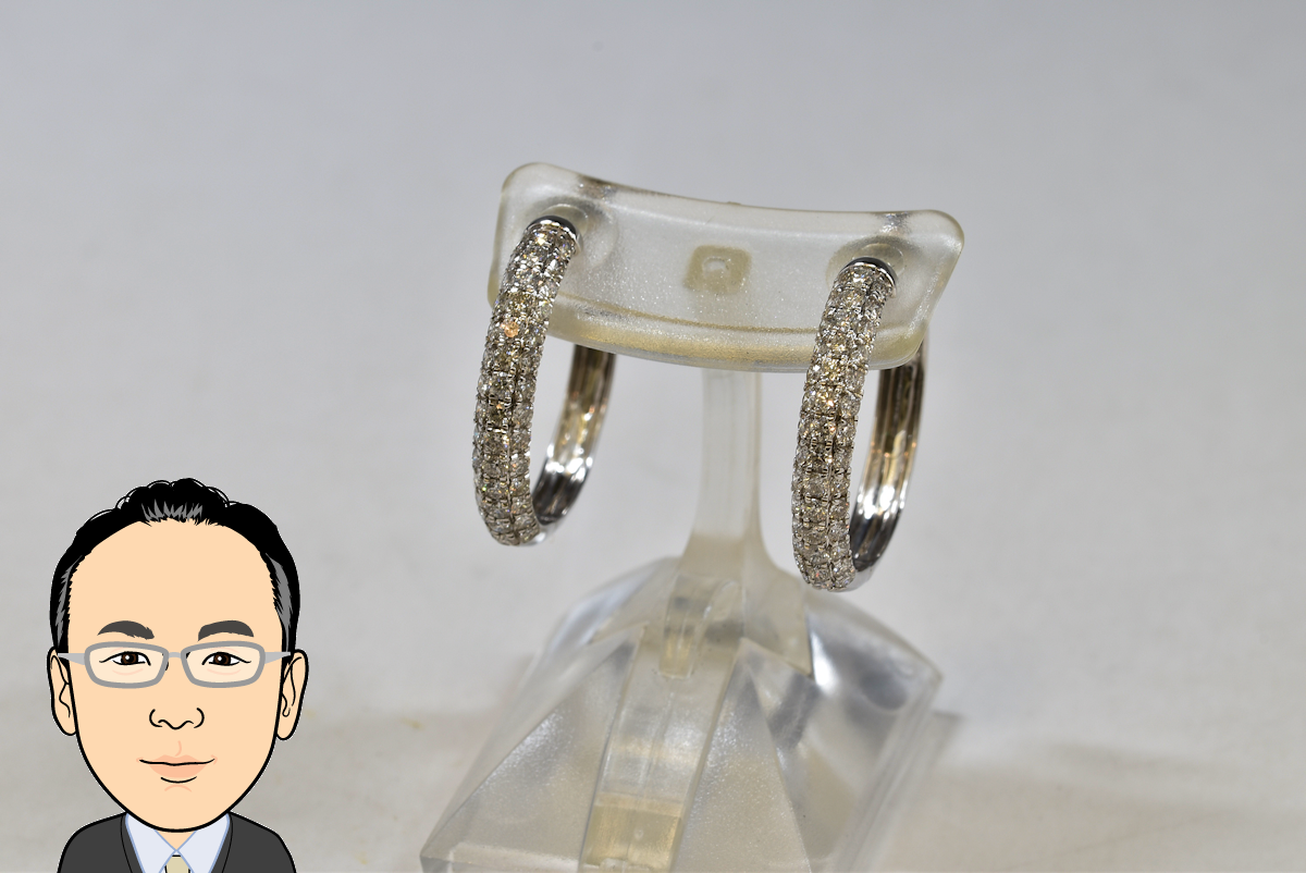 K18WG 18金ホワイトゴールド ダイヤモンド ピアス 画像1