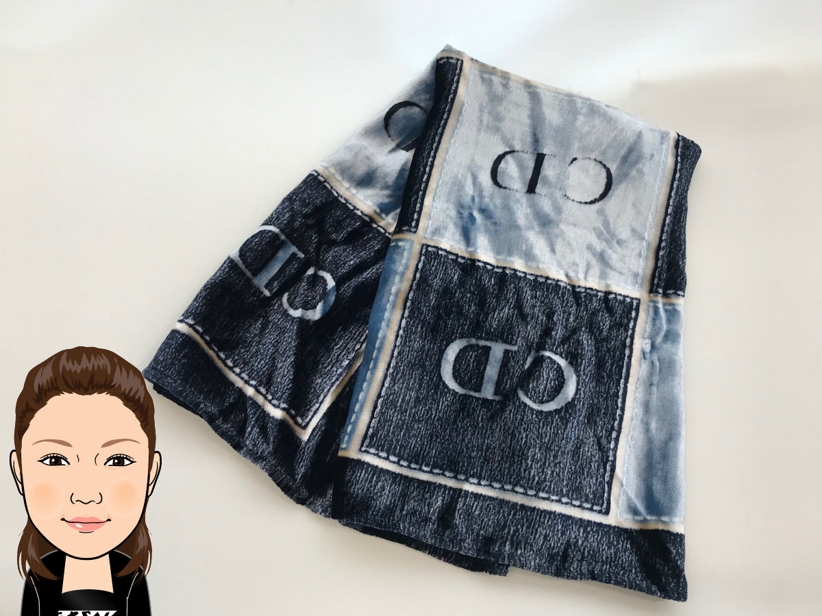 C.Dior 【クリスチャンディオール】 ベロア ロゴ スカーフ 画像1