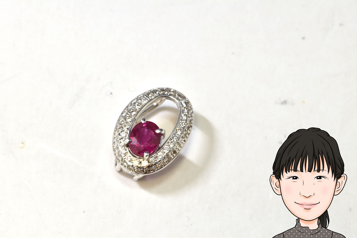 K18WG 18金ホワイトゴールド ルビー ダイヤモンド ペンダントトップ 画像1