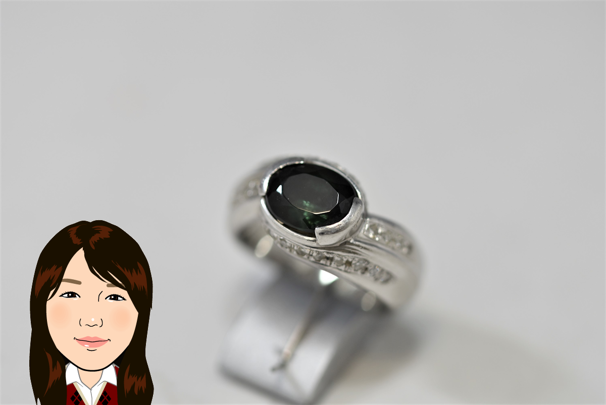 Pt900 プラチナ トルマリン ダイヤモンド 指輪 リング 画像1