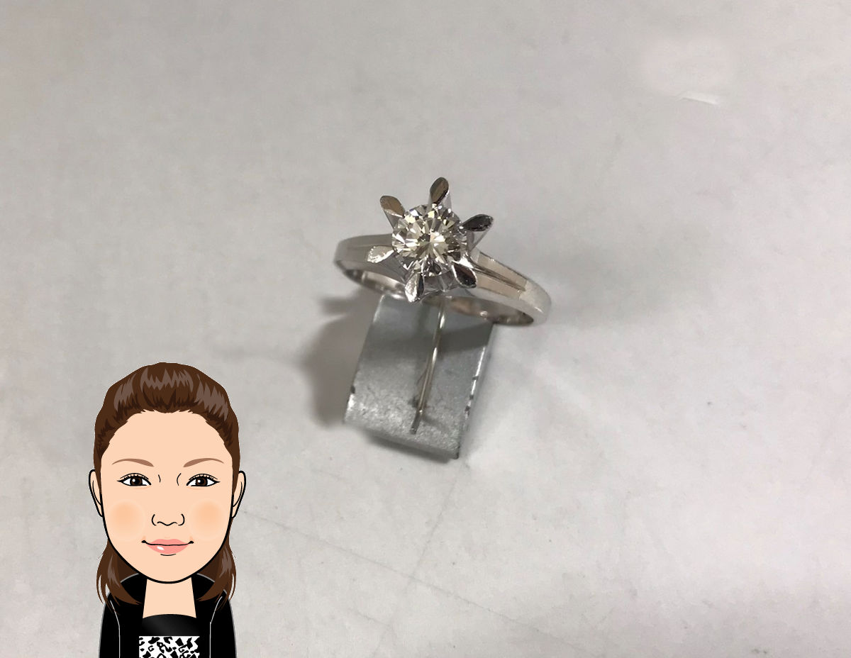Pt900 プラチナ ダイヤモンド 立爪 指輪 画像1
