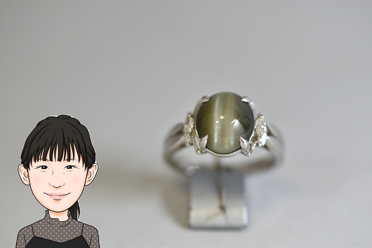 Pt900 プラチナ900 キャッツアイ ダイヤモンド 指輪 リング 画像1