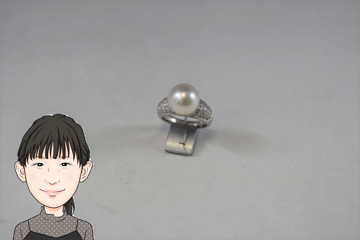 Pt900 プラチナ900 パール 真珠 ダイヤモンド 指輪 リング 画像1