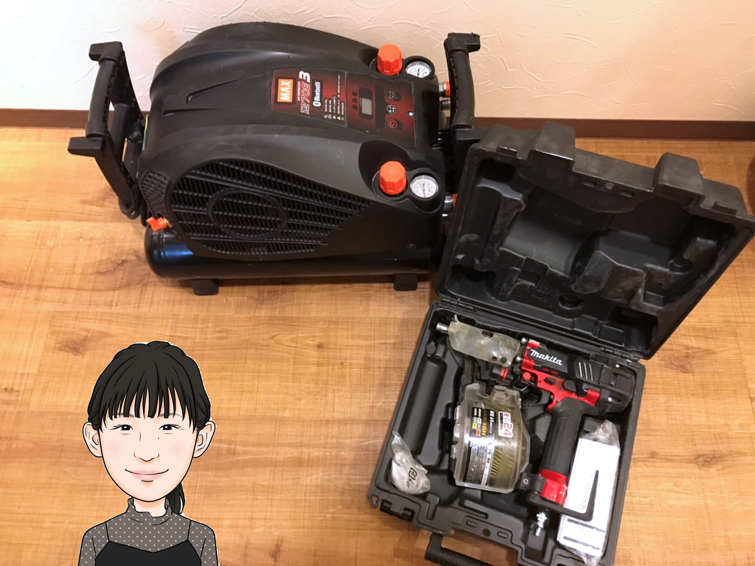 MAX/makita 【マックス/マキタ】 エアコンプレッサー 高圧エア釘打 AK-1270E3 AN636H 画像1
