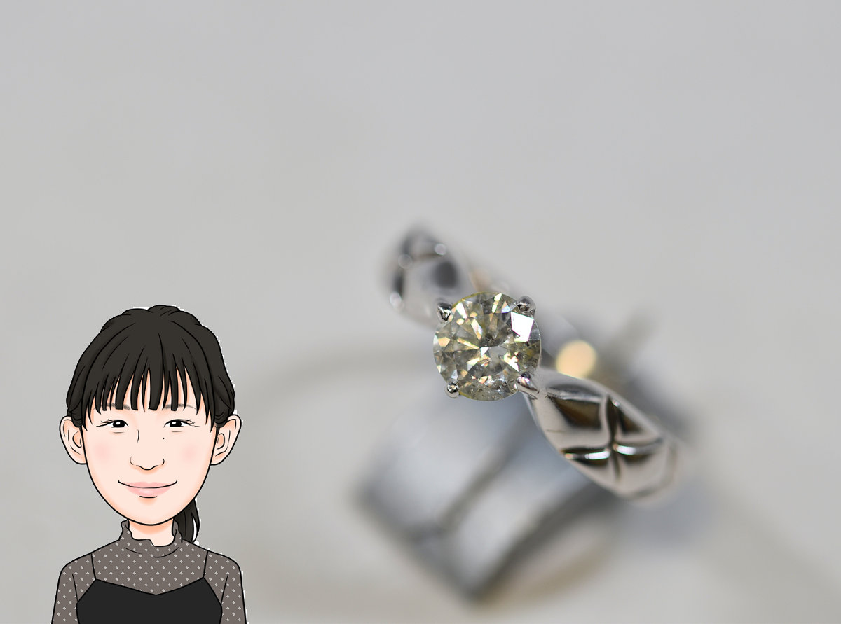 K18WG 18金ホワイトゴールド ダイヤモンド 立爪指輪 画像1