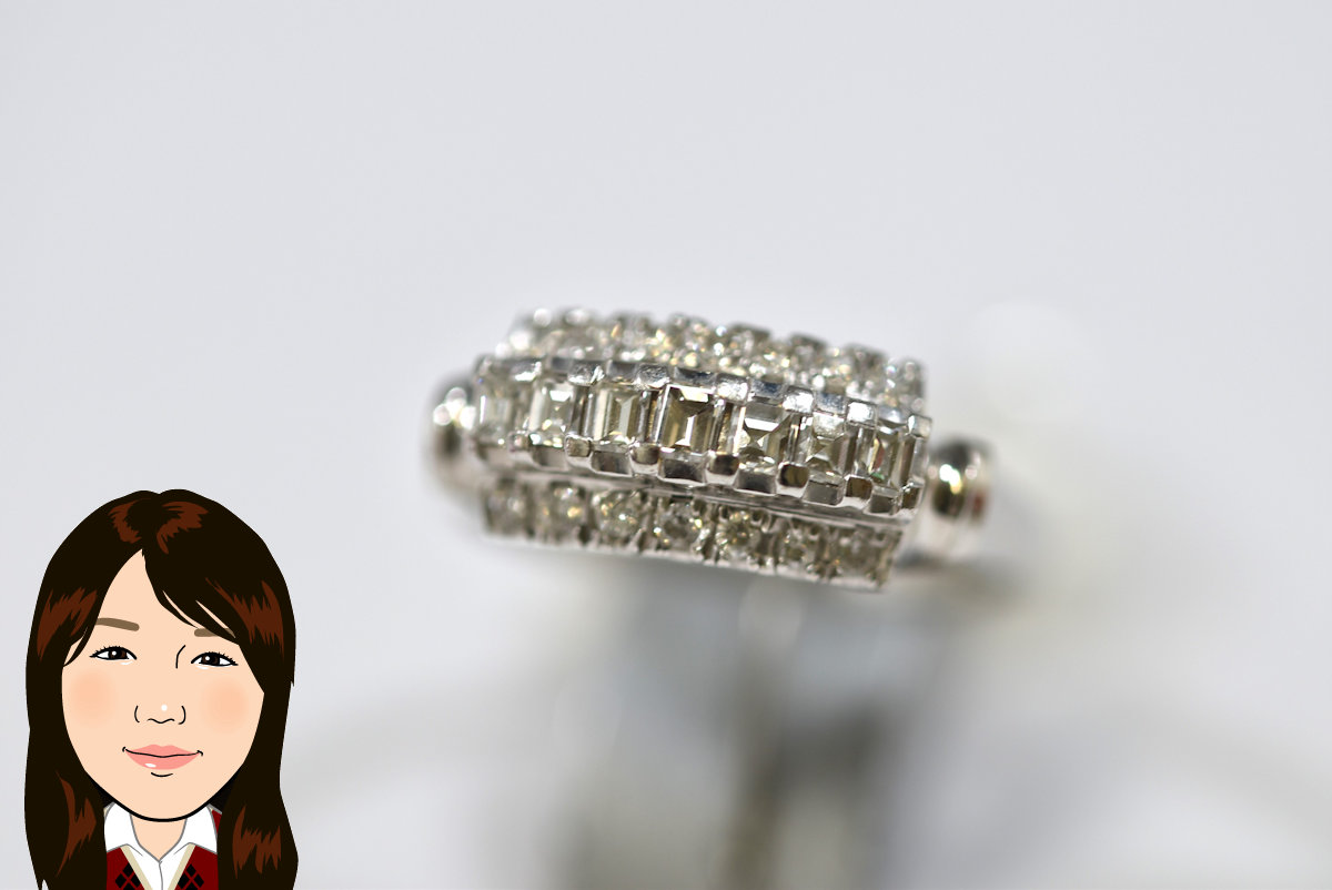 Pt900 プラチナ ダイヤモンド付き指輪 画像1