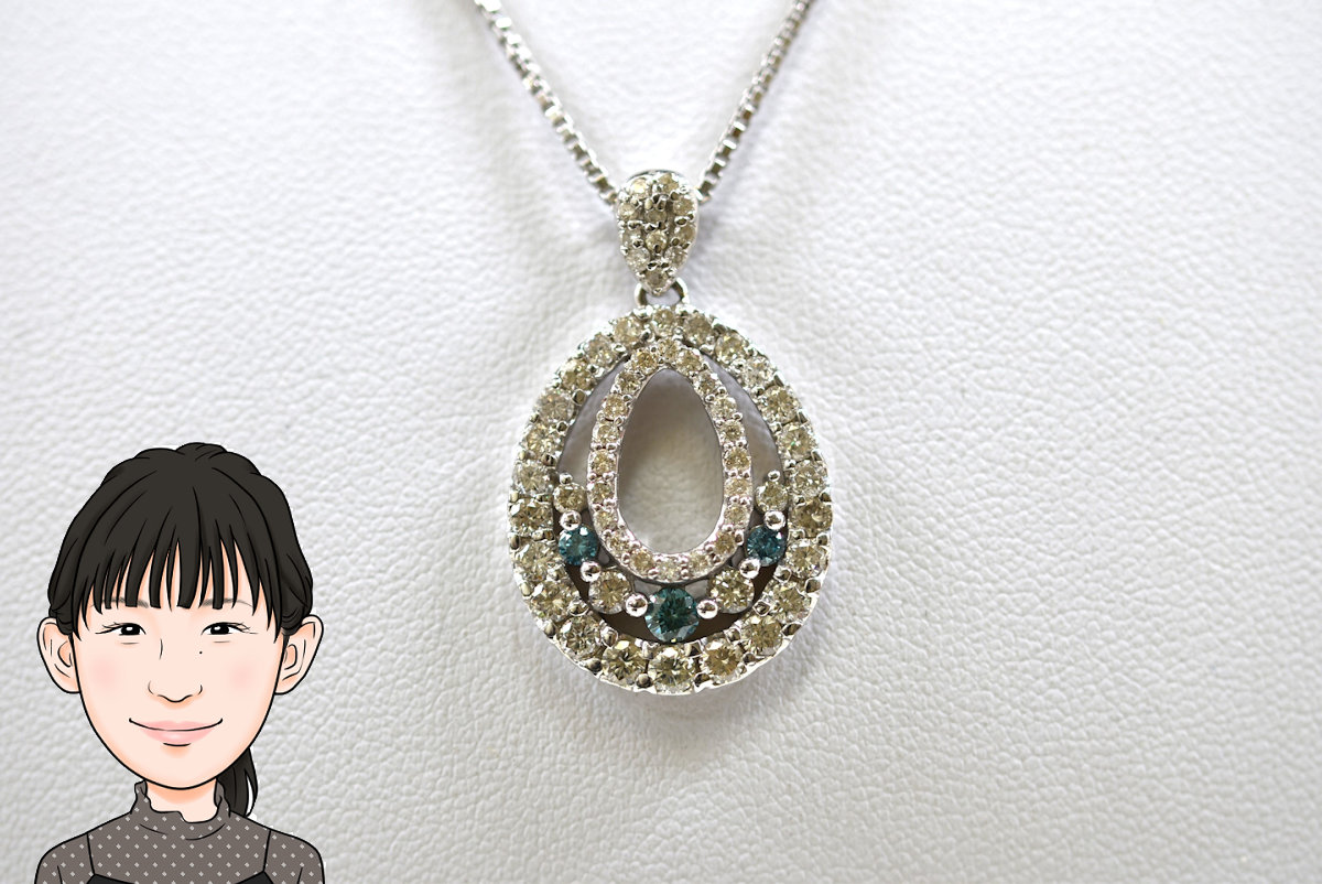 K18WG 18金ホワイトゴールド ダイヤモンド 付きネックレス 画像1