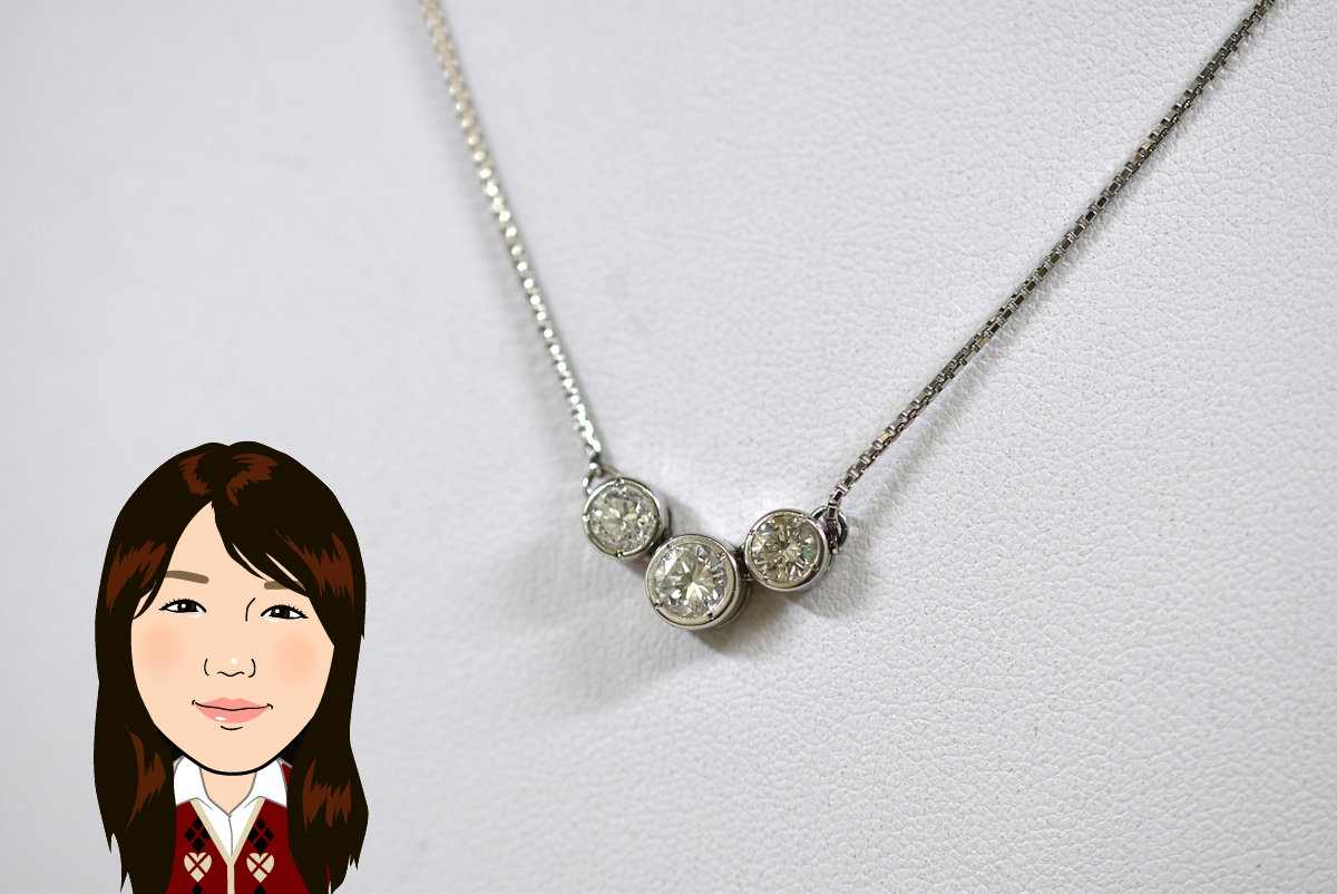 Pt850 プラチナ ダイヤモンド付きネックレス 画像1