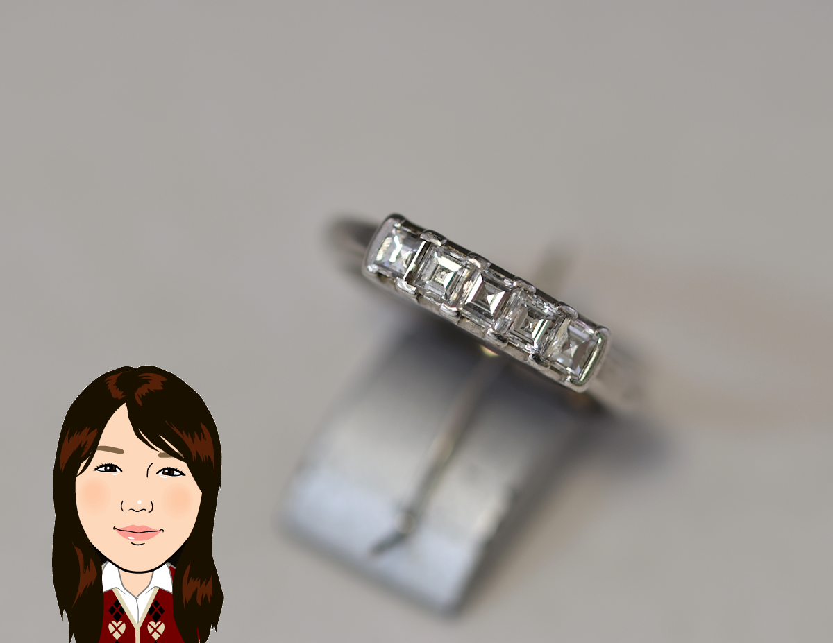 Pt900 プラチナ ダイヤモンド 一文字 指輪 画像1