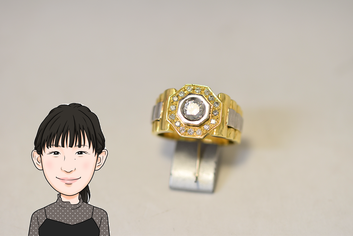 Pt900/K18 プラチナ/18金 ダイヤモンド 指輪 画像1