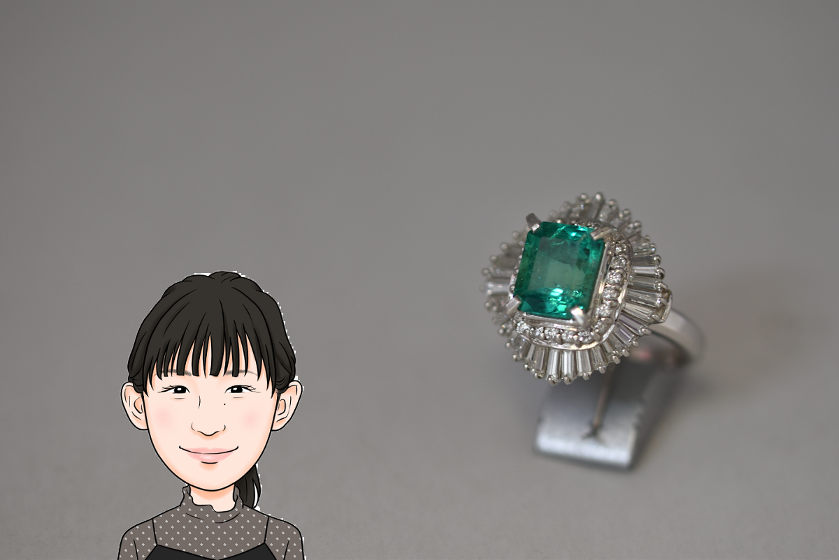 Pt900 プラチナ900 エメラルド 指輪 リング 画像1