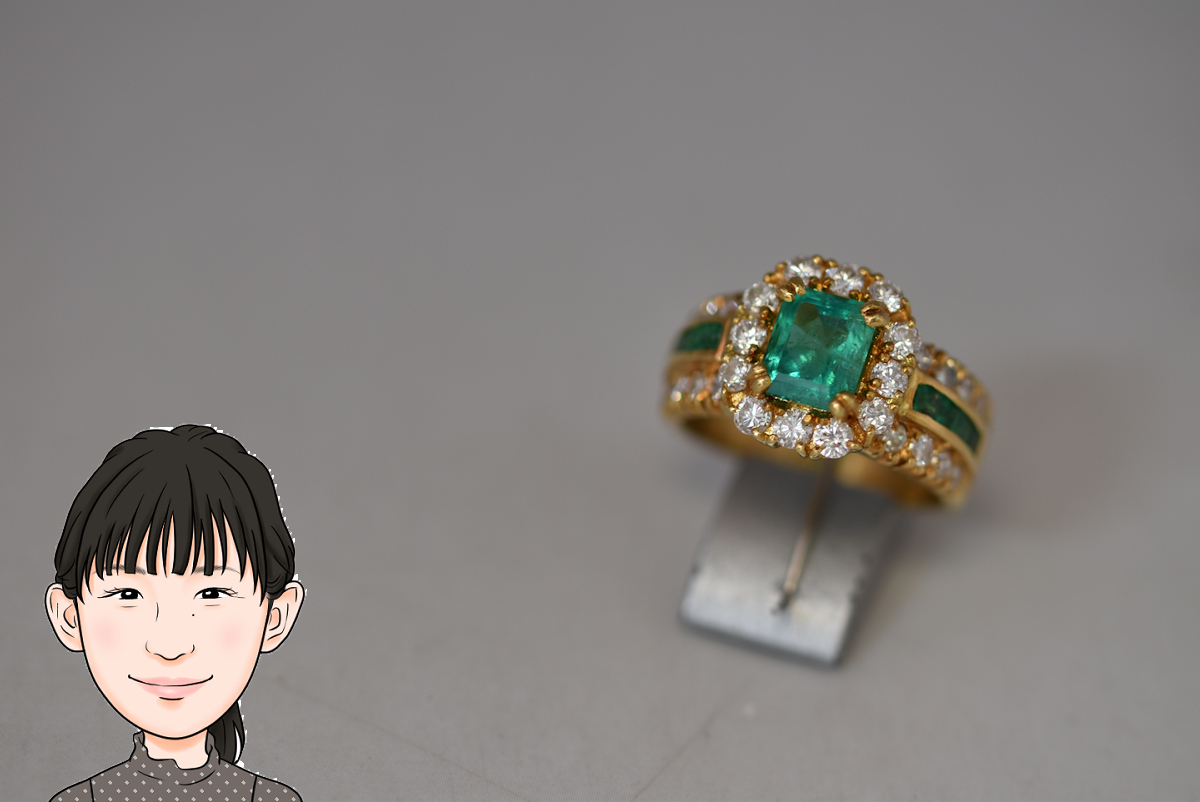 K18 18金 エメラルド ダイヤモンド 指輪 リング 画像1