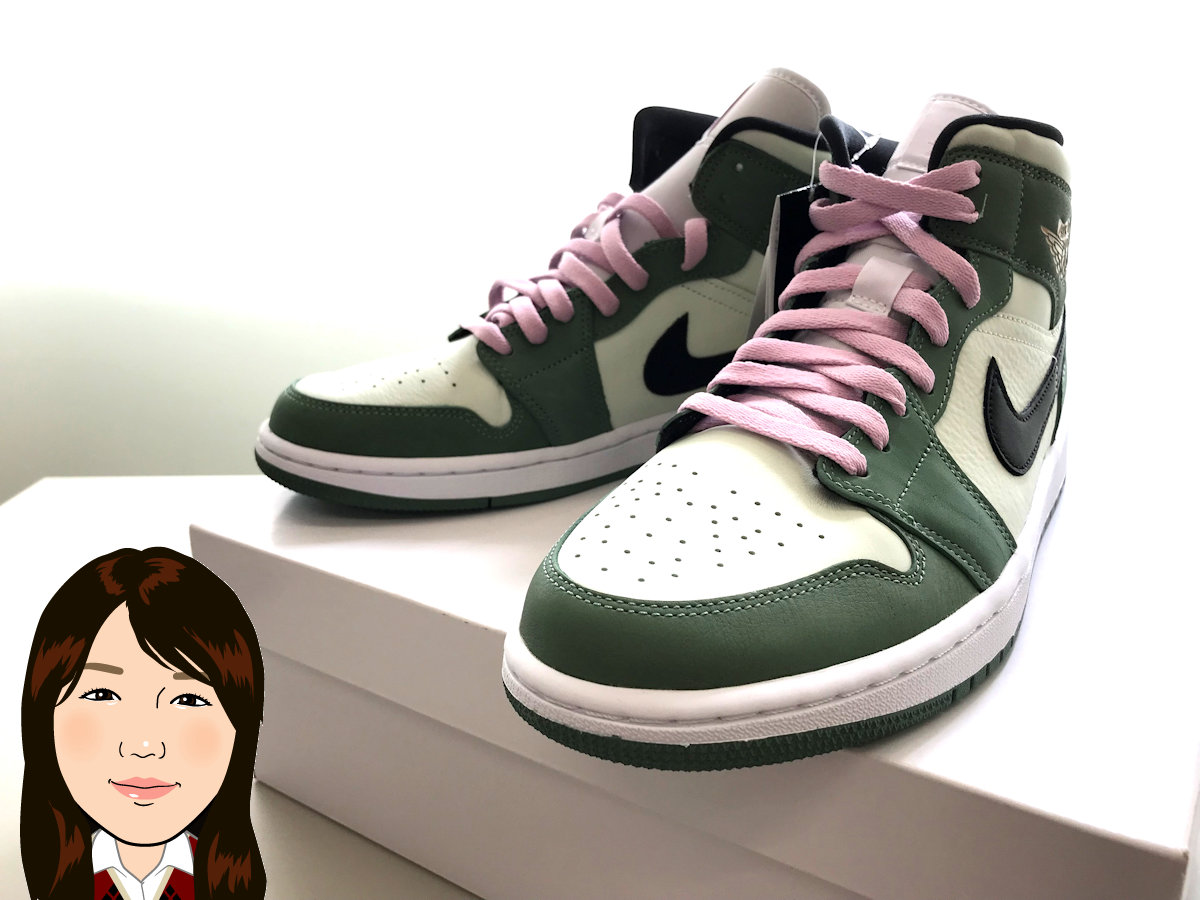 NIKE 【ナイキ】 エアジョーダン1 ミッドグリーン スニーカー 画像1