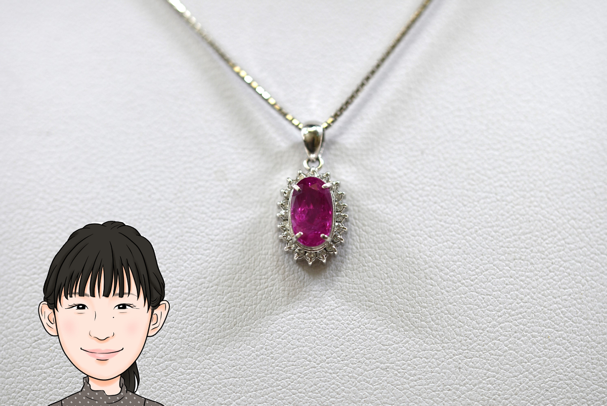 Pt850/900 プラチナ ピンクサファイア ダイヤモンド ネックレス 画像1