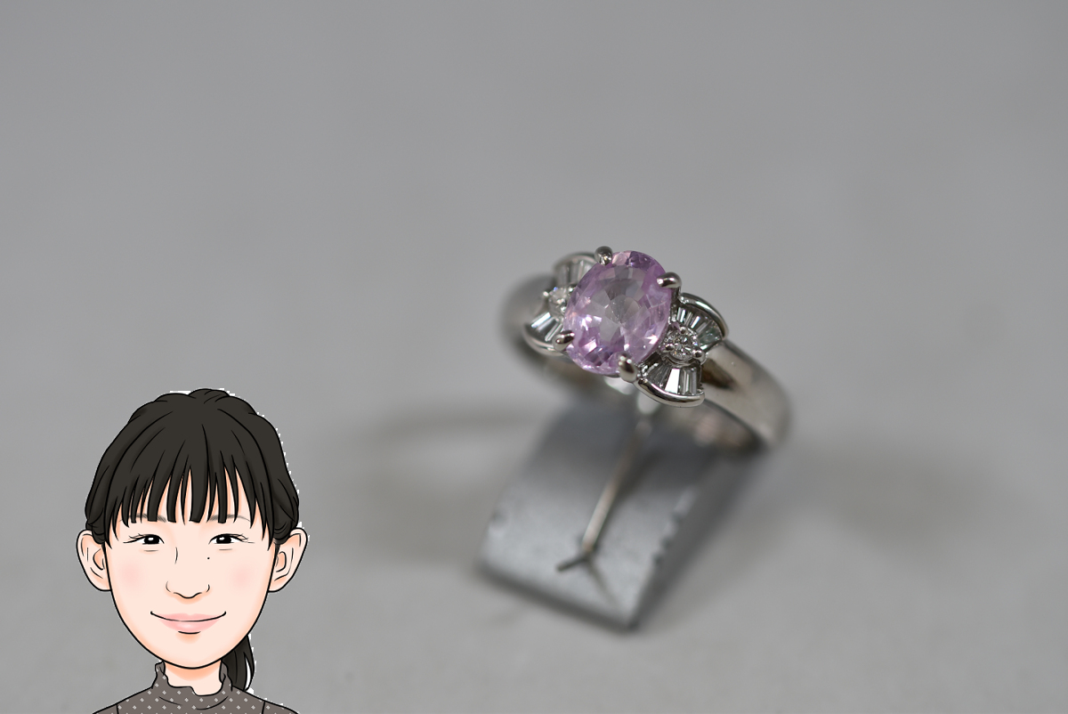 Pt900 プラチナ900 ピンクサファイア ダイヤモンド 指輪 リング 画像1
