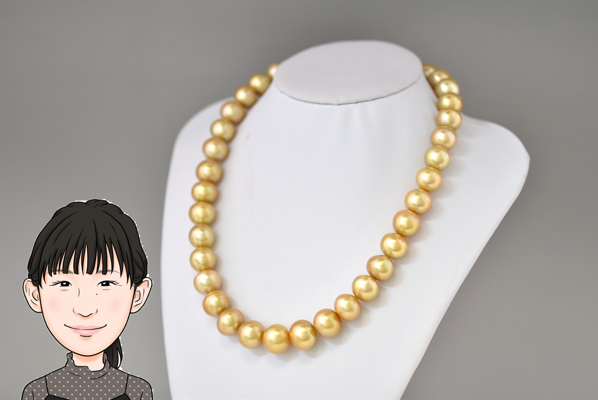 SV ゴールデン パール 真珠 ネックレス 画像1