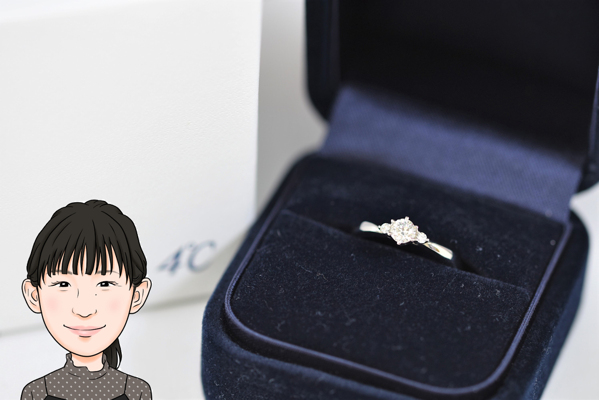4℃ Pt950 ダイヤモンド 立爪指輪 画像1