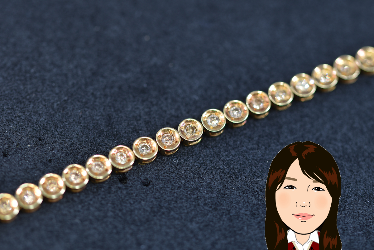 K18 18金 イエローゴールド ダイヤモンド テニス ブレスレット 画像1
