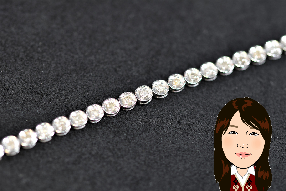 K18WG 18金 ホワイトーゴールド ダイヤモンド テニス ブレスレット 画像1