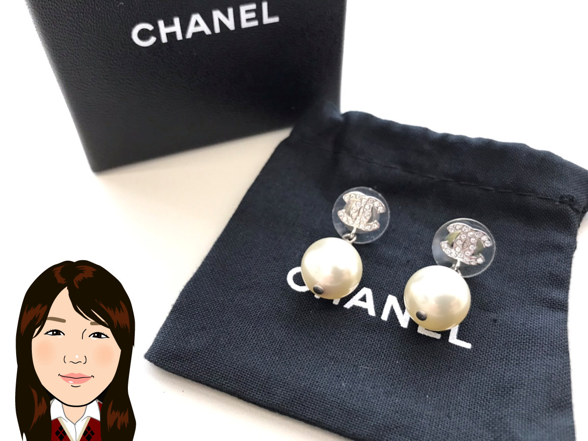 CHANEL 【シャネル】 フェイクパール付き ココマーク ピアス 画像1
