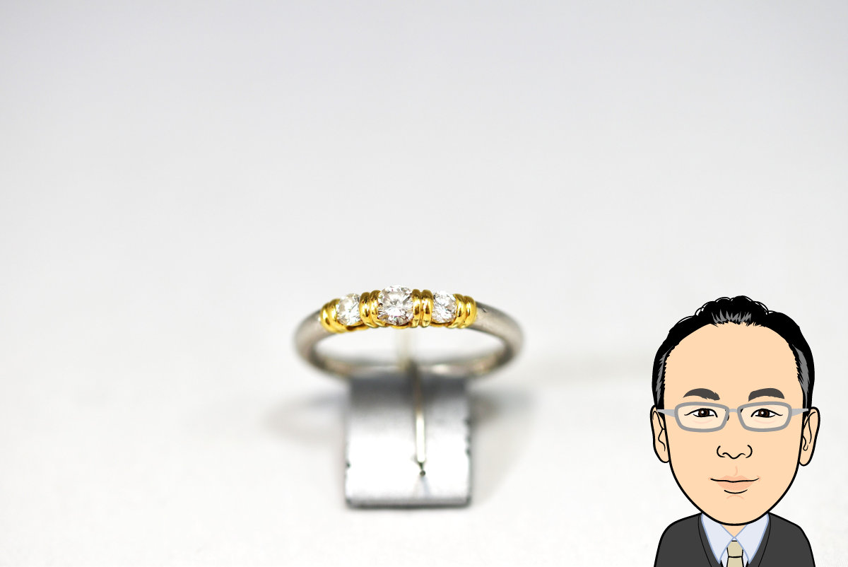 Pt900 K18 プラチナ 18金 ダイヤモンド 指輪 リング 画像1