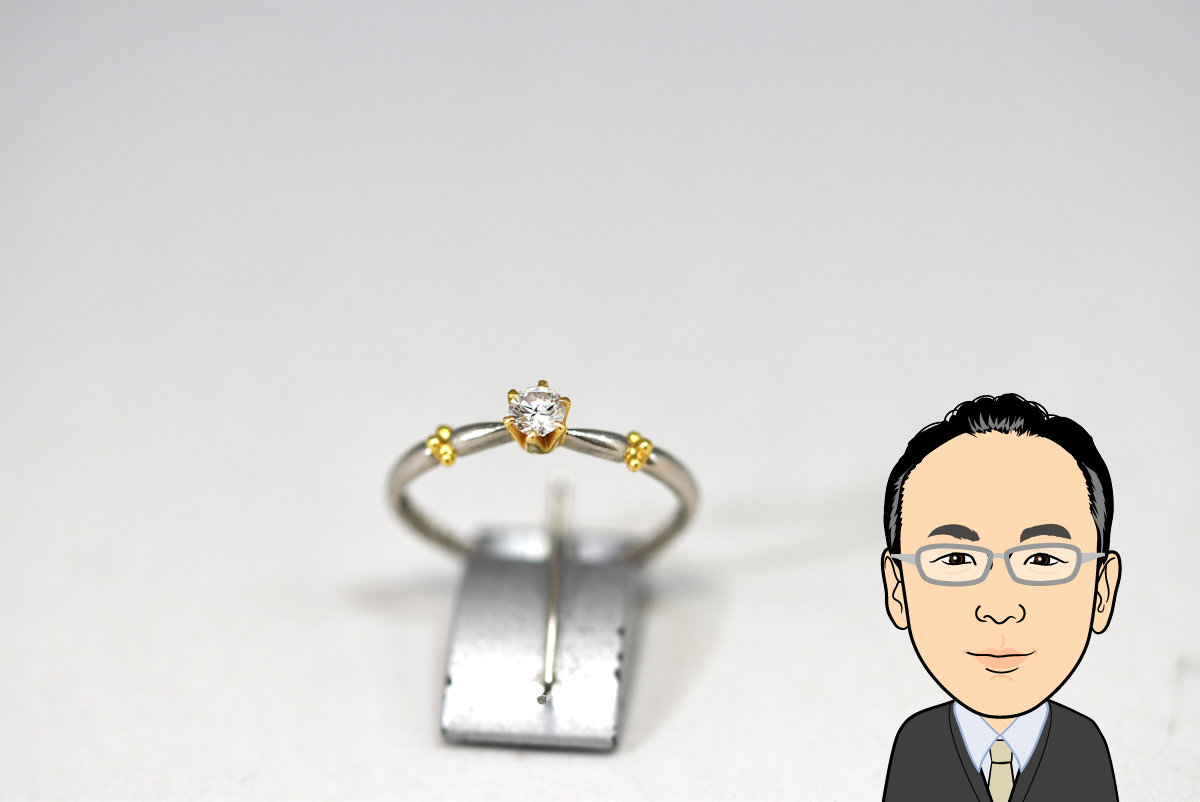 Pt900 K18 プラチナ 18金 ダイヤモンド 指輪 リング 画像1