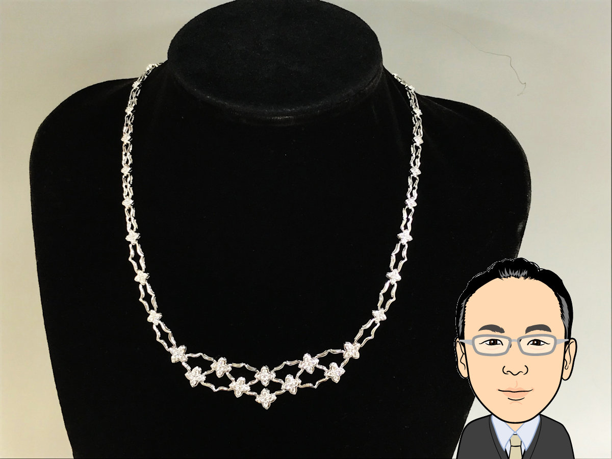 K18WG 18金 ホワイトゴールド ダイヤモンド ネックレス 画像1