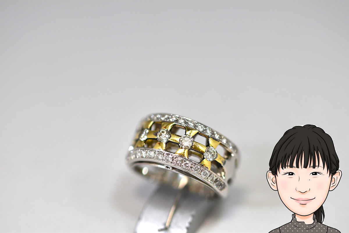Pt900/K18 プラチナ/18金 ダイヤモンド 指輪 画像1