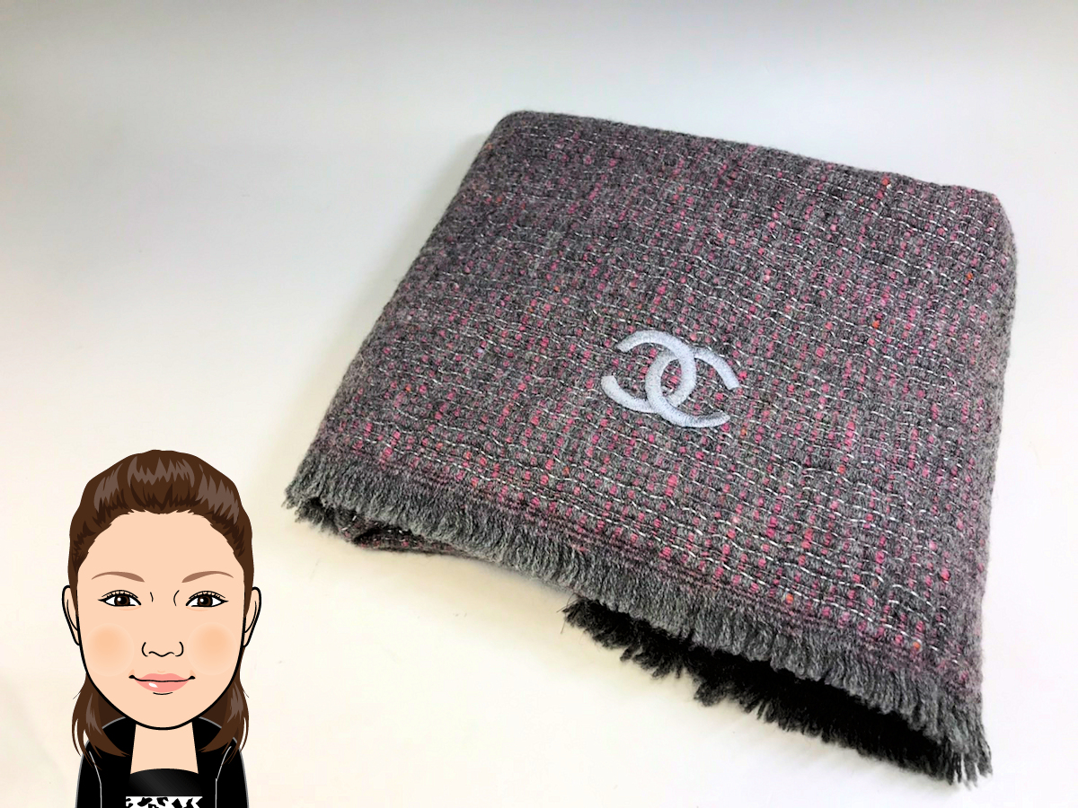CHANEL【シャネル】 ツイード カシミア マフラー 画像1