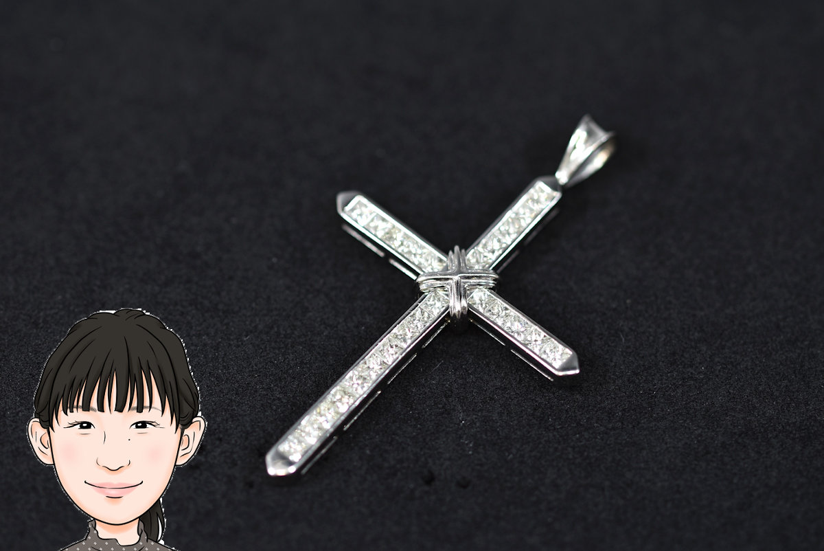 Pt850 プラチナ850 ダイヤモンド クロス 十字架 ペンダントトップ 画像1