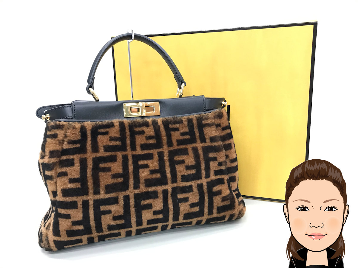FENDI 【フェンディ】 ズッカ ムートン ピーカブー 2wayハンドバッグ 画像1