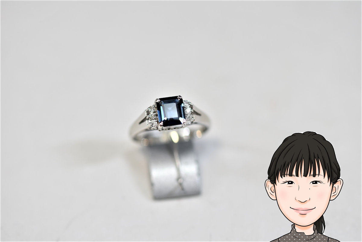 Pt900 プラチナ サファイア ダイヤモンド 指輪 画像1