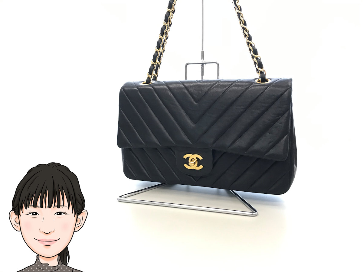 CHANEL 【シャネル】 ラムスキン Vステッチ チェーンショルダーバッグ 画像1