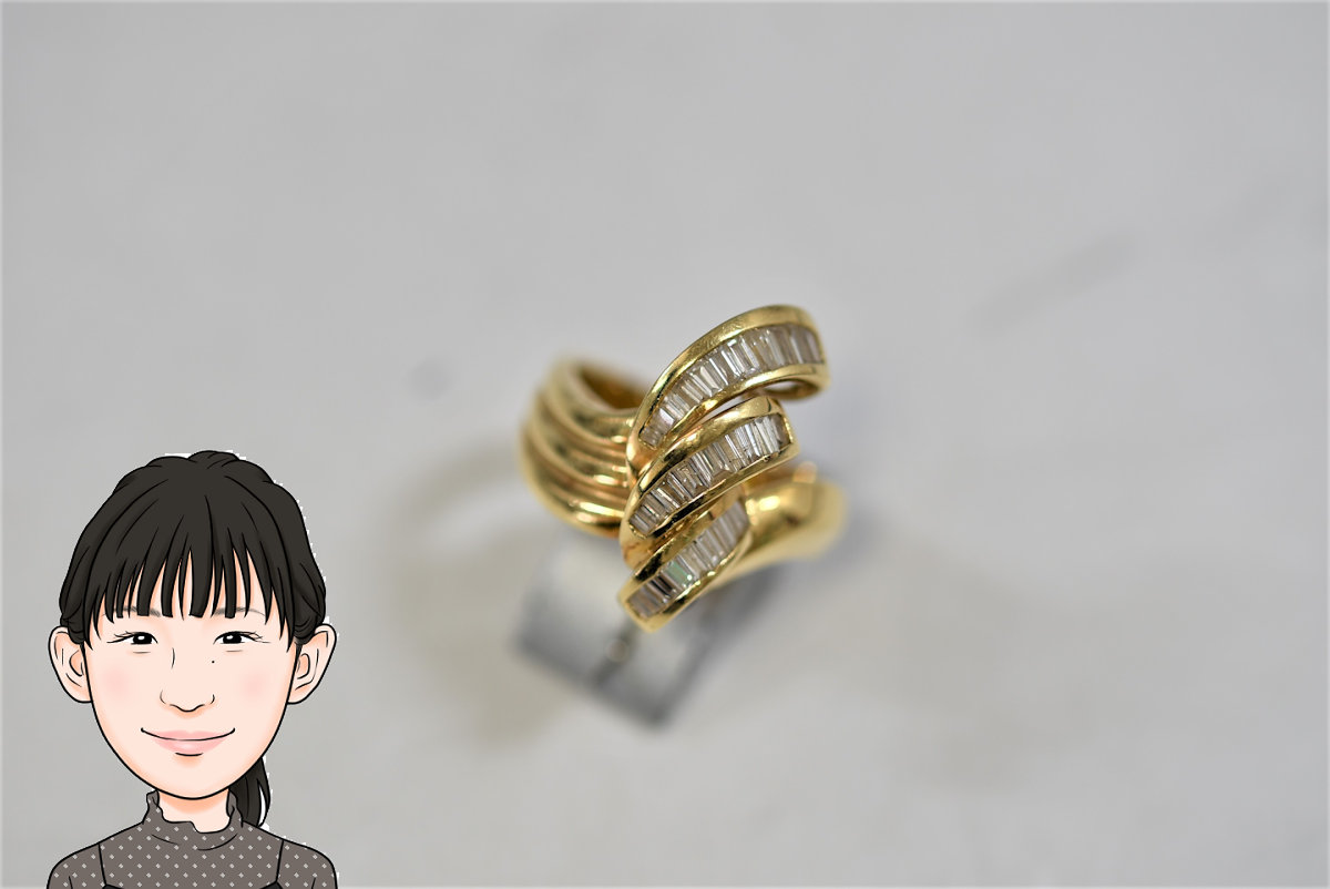 K18 18金 イエローゴールド ダイヤモンド 指輪 リング 画像1