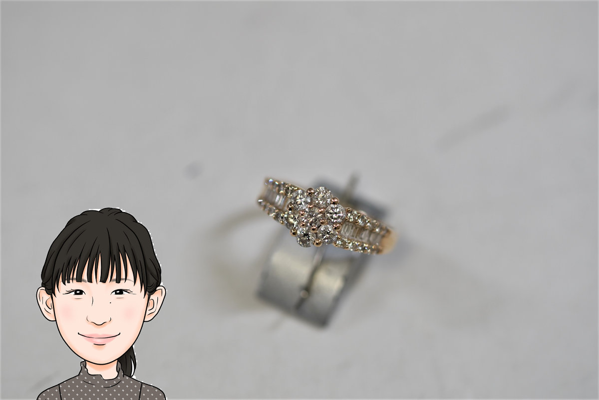 K18 18金 イエローゴールド ダイヤモンド 指輪 リング 花型 画像1
