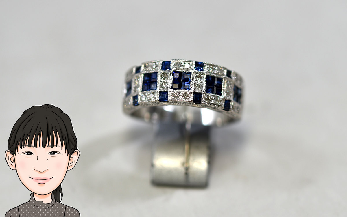 K18WG 18金ホワイトゴールド サファイア ダイヤモンド 指輪 画像1