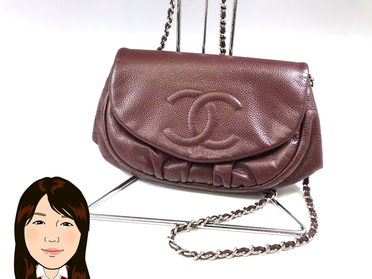 CHANEL 【シャネル】キャビアスキン チェーン ウォレット ショルダーバッグ 画像1