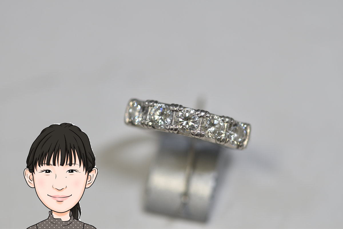 Pt900 プラチナ ダイヤモンド 一文字 指輪 リング 画像1