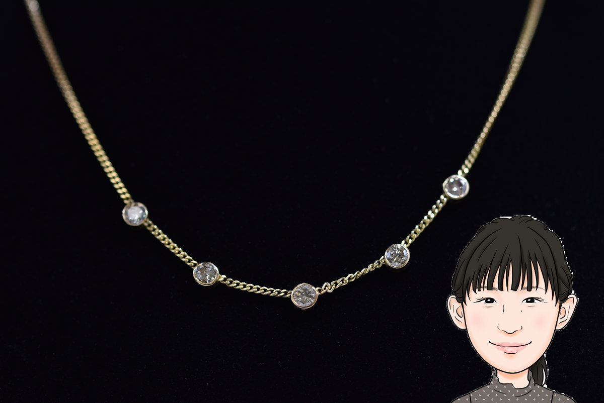 K18 18金 ダイヤモンド ステーション ネックレス 画像1