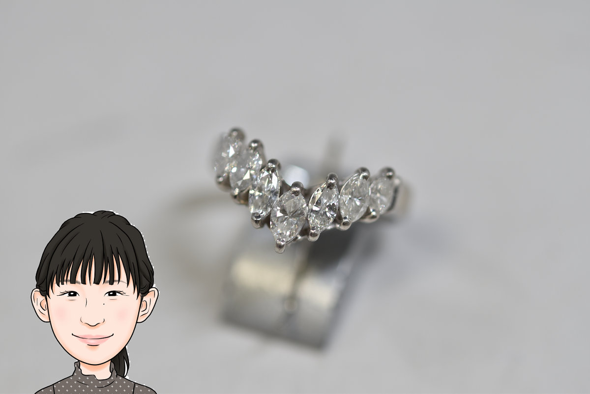 Pt900 プラチナ ダイヤモンド V字 指輪 リング 画像1