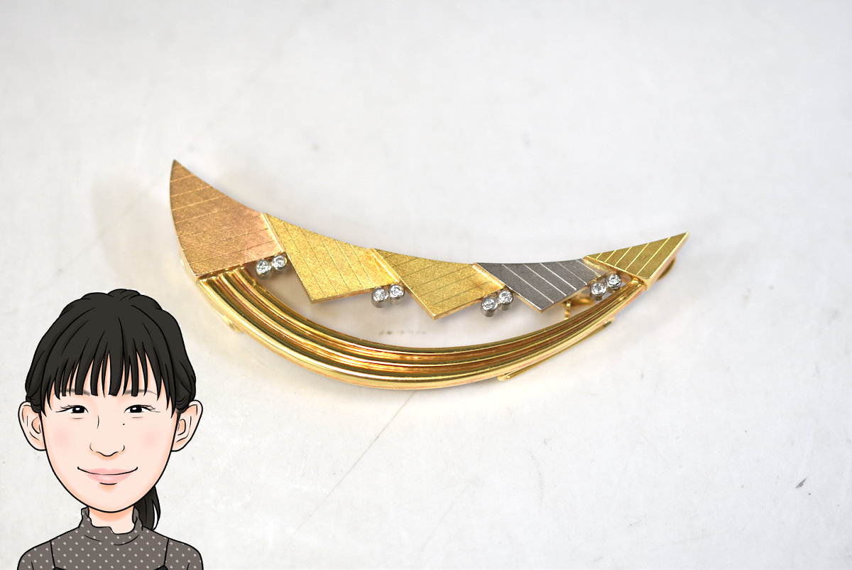 K18YG/K18WG イエローゴールド/ホワイトゴールド ダイヤモンド 帯留め 画像1