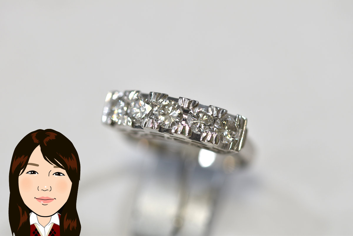 Pt900 【プラチナ】 ダイヤモンド 一文字指輪 画像1