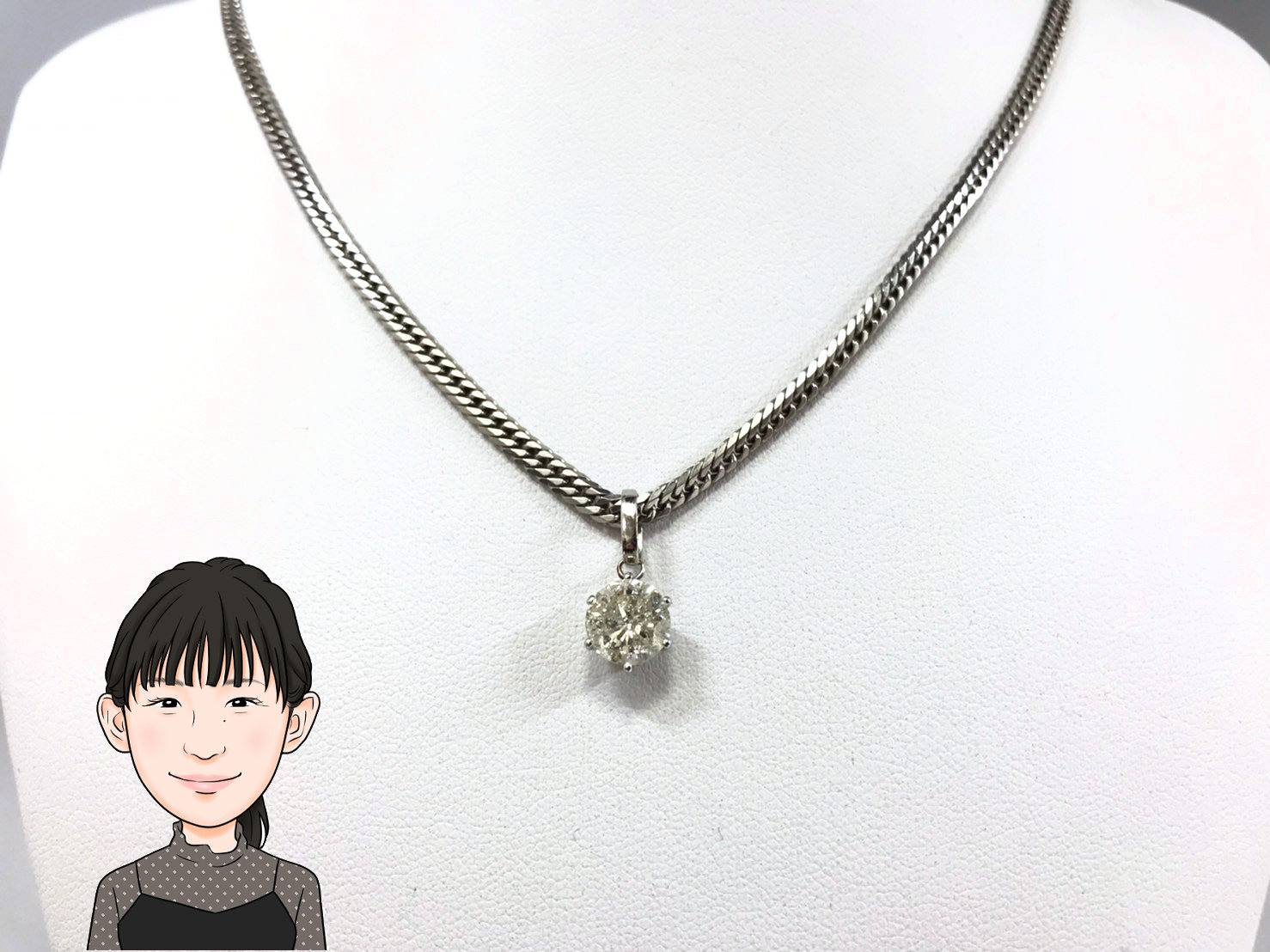 Pt850/900 プラチナ ダイヤモンドネックレス 画像1