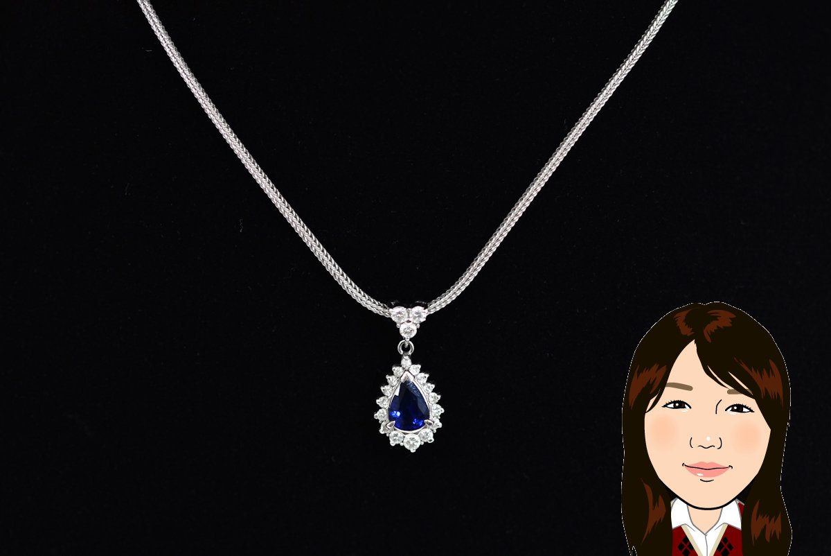 Pt850/900 プラチナ サファイア ダイヤモンド ネックレス 画像1