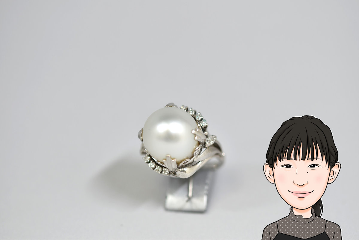 Pt850 プラチナ 真珠 パール ダイヤモンド 指輪 画像1