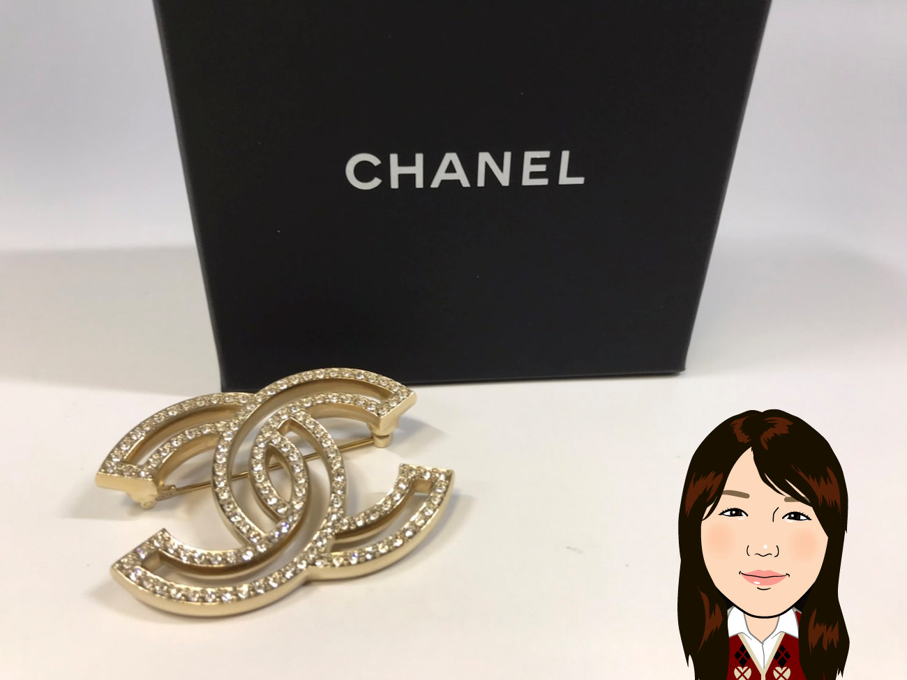 CHANEL 【シャネル】 ココマーク ラインストーン ブローチ 画像1